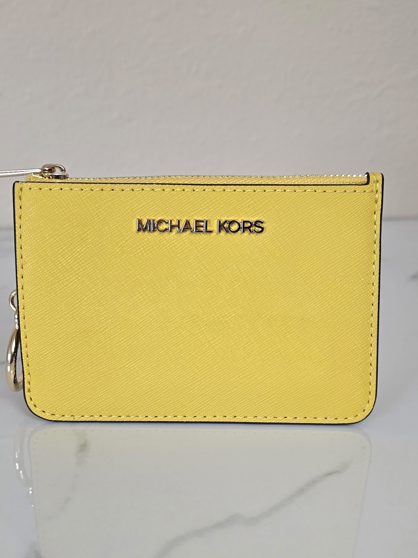 Michael Kors Yellow Saffiano Card Holder With Keychain Nwt